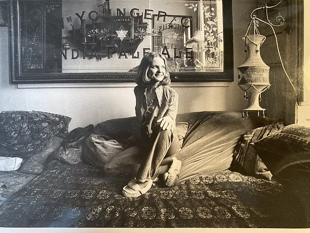 Cosmo's mother Fran - a jazz lyricist - pictured in the 1970s, on the the living room's hippie mattress