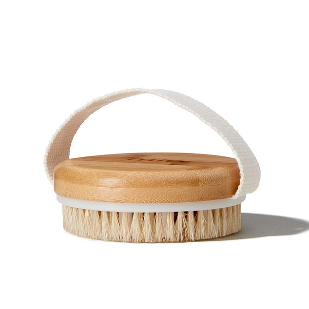 Liz has several body brushes (£7.50, mioskincare.co.uk), and one on her bedside table too, so if she forgets to do it, she can have a quick brush before bed