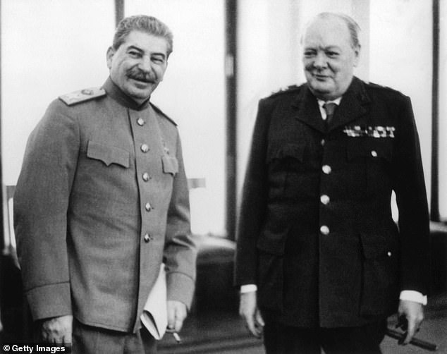 On his 69th birthday, November 30, 1943, Churchill got howling drunk with Joseph Stalin (left) at the Tehran summit
